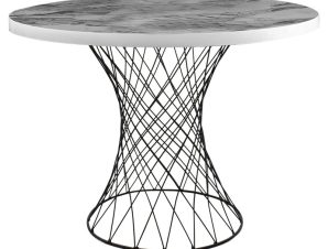 Τραπέζι Roter pakoworld μέταλλο μαύρο-λευκό μαρμάρου Φ90×75εκ – PAKO WORLD – 190-000049